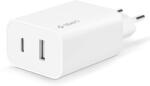 Ttec SmartCharger Duo hálózati töltő USB-C és USB-A csatlakozással 2.4A - fehér (2SCS25B) (2SCS25B)
