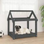 vidaXL Pat pentru câini, gri, 71x55x70 cm, lemn masiv de pin (822204) - vidaxl