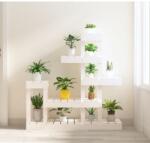 vidaXL Suport pentru plante, alb, 92x25x97 cm, lemn masiv de pin (822103)