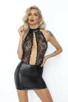 Noir Handmade F279 Short Powerwetlook Dress with Lace Top M