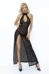 Noir Handmade F288 Long Leopard Flock Dress with Front Slit XXL