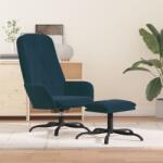vidaXL Scaun de relaxare cu taburet, albastru, catifea (3097640)