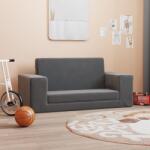 vidaXL Canapea pentru copii cu 2 locuri, antracit, pluș moale (341829) Canapea