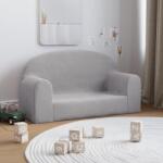 vidaXL Canapea pentru copii cu 2 locuri, gri deschis, pluș moale (341792) Canapea