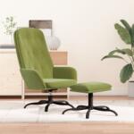 vidaXL Scaun de relaxare cu taburet, verde deschis, catifea (3097633)