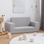 vidaXL Canapea pentru copii cu 2 locuri, gri deschis, pluș moale (341828) Canapea