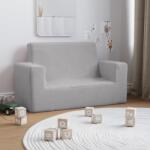 vidaXL Canapea pentru copii cu 2 locuri, gri deschis, pluș moale (341840) Canapea