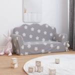 vidaXL Canapea pentru copii 2 locuri, gri deschis cu stele, pluș moale (341863) Canapea