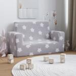 vidaXL Canapea pentru copii 2 locuri, gri deschis cu stele, pluș moale (341839) Canapea