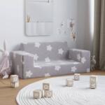 vidaXL Canapea pentru copii 2 locuri, gri deschis cu stele, pluș moale (341815) Canapea