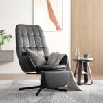 vidaXL Scaun de relaxare cu taburet, negru lucios, piele artificială (3097717)