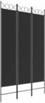 vidaXL 3-paneles fekete szövet térelválasztó 120 x 200 cm 350149