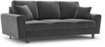 Micadoni Canapea extensibila 3 locuri Moghan cu tapiterie din catifea, picioare din metal negru, gri deschis (MIC_3SF_2_A3_MOGHAN8-9171) Canapea