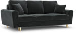 Micadoni Canapea extensibila 3 locuri Moghan cu tapiterie din catifea, picioare din metal auriu, gri inchis (MIC_3SF_2_A1_MOGHAN8-335) Canapea