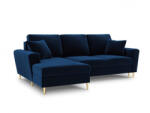 Micadoni Coltar extensibil Moghan, colt pe partea stanga cu picioare din metal auriu, albastru royal (MIC450-7290) Canapea