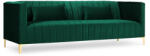 Micadoni Canapea 3 locuri Annite cu tapiterie din catifea, picioare din metal auriu, verde (c19-8860-1716) Canapea