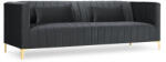 Micadoni Canapea 3 locuri Annite cu tapiterie din catifea, picioare din metal auriu, gri inchis (c15-1606-8860-8597) Canapea