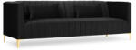 Micadoni Canapea 3 locuri Annite cu tapiterie din catifea, picioare din metal auriu, negru (c11-8860-4698) Canapea
