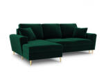 Micadoni Coltar extensibil Moghan, colt pe partea stanga cu picioare din metal auriu, verde inchis (MIC452-5699) Canapea