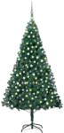 vidaXL Műkarácsonyfa LED fényekkel és gömb szettel 210 cm (3077709)