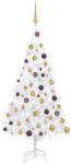 vidaXL Fehér műkarácsonyfa LED fényekkel és gömb szettel 120 cm (3077539)