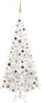 vidaXL Fehér fél műkarácsonyfa LED fényekkel és gömb szettel 240 cm (3077496)