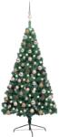 vidaXL Fél műkarácsonyfa LED fényekkel és gömb szettel 120 cm (3077563)
