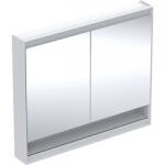Geberit ONE tükrös szekrény nyitott polccal és ComfortLight világítással, 90x105 cm, fehér/porszórt alumínium 505.834. 00.2 (505.834.00.2)