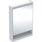 Geberit ONE tükrös szekrény nyitott polccal és ComfortLight világítással, 90x60 cm, fehér/porszórt alumínium, jobbra nyíló ajtóval 505.831. 00.2 (505.831.00.2)
