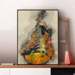 Pictorul Fericit Music is art (Vintage Electric Guitar) - Pictură pe numere Panza pictura