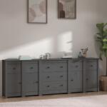 vidaXL Servantă, gri, 230x35x80 cm, lemn masiv de pin (3114096) Comoda
