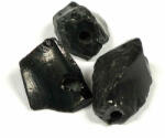  Ásványgyöngy, natúr formájú - fekete achát, 20-25 mm, 3 db