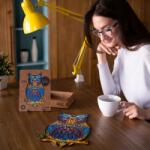 Unidragon Puzzle din lemn 186 piese Charming Owl, mediu, 21x35 cm UE06329 (444659) Puzzle