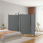 vidaXL Параван за стая, 4 панела, антрацит, 346x180 cм, текстил (350264)