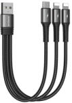 JOYROOM USB cable Joyroom S-01530G10 3in1 USB-C / 2x Lightning 3.5A 0.15m (black) (26633) - pcone