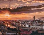 Festés számok szerint - Naplemente Firenzében Méret: 40x50cm, Keretezés: Keret nélkül (csak a vászon)