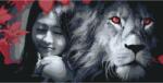  Festés számok szerint - Piros szemű oroszlán Méret: 40x80cm, Keretezés: Keret nélkül (csak a vászon)