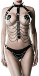 Grey Velvet Leatherette Chain Harness Set XS-XL