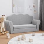 vidaXL Canapea pentru copii cu 2 locuri, gri deschis, pluș moale (341876) Canapea