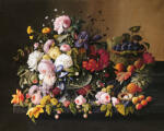 Figured Art Set goblen cu diamante, cu sasiu, Flori si fructe - Severin Roesen, 40x50 cm (DP-FA10118-Y)