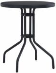 vidaXL Masă de grădină, negru, 80 cm, oțel și sticlă (47253)