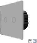 Luxion Intrerupator Dublu Wi-Fi + RF433 cu Touch din Sticla LUXION - culoare gri