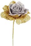 Bizzotto Trandafir artificial cu sclipici argintiu auriu Ayres 10x4x20 cm (0920081deco)