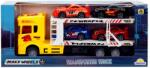 Sunman Transportator galben cu 2 niveluri si 4 masini, Maxx Wheels, 1: 32, 32 cm