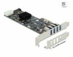 Delock PCI Express x4 Kártya - 4 x külső SuperSpeed USB (USB 3.2 Gen 1) USB A-típusú hüvely Quad Cha (89008)