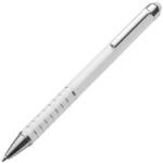  Golyóstoll touchpad érintővel, fém, fehér test, 8 gyűrűvel