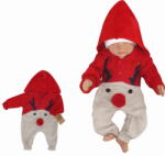 Z&Z Tricotate pentru copii Crăciun salopeta cu glugă și butoane Baby Ren, roșu