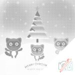  PontPöttyöző - Aranyos mosómedvék Méret: 50x50cm, Keretezés: Keret nélkül (csak a vászon), Szín: Fekete