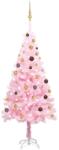 vidaXL Rózsaszín műkarácsonyfa LED fényekkel és gömb szettel 180 cm (3077499)