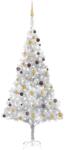 vidaXL Ezüst színű műkarácsonyfa LED fényekkel gömb szettel 240 cm (3077526)